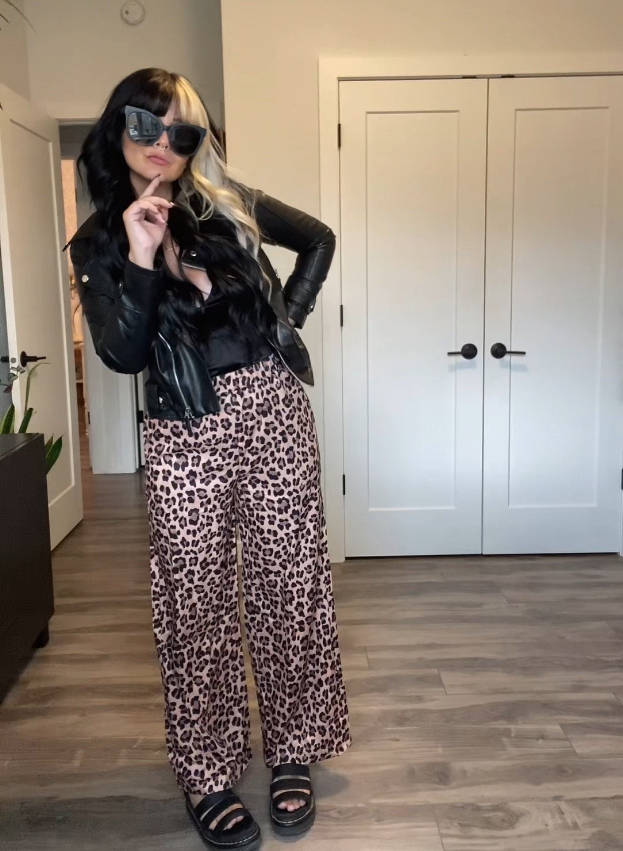 This fit just gives me rockstar vibes! Adding leopard print to any outfit is my favourite 🙌🏻

Jacket: Goth n Rock
Pants: Temu
Shirt: Princes Polly 
Sandals: Doc Martens Blair
Sunglasses: “Its My Way” Quay Australia
Bag: YSL Niki Medium

#LTKsummer #LTKcanada #LTKstyletip