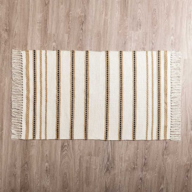 White Cotton and Jute Woven Scatter Rug | Kirkland's Home
