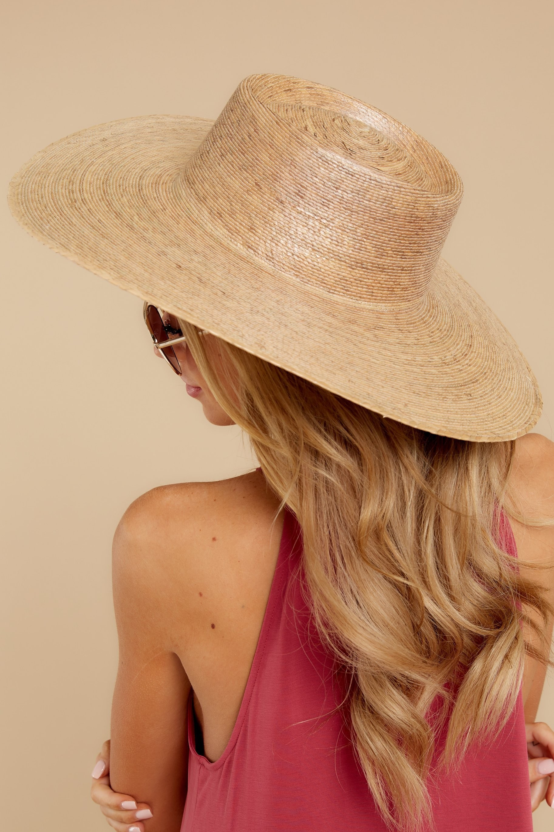 Palma Natural Wide Boater Hat Brown | Red Dress 