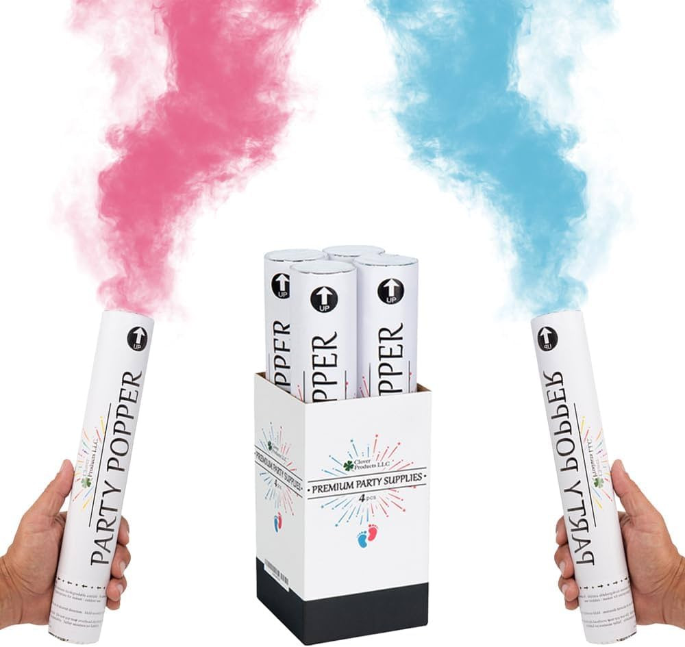 Clover Products Premium Gender Reveal Powder Cannon – 4 Pack Includes 2 Pink & 2 Blue | 12 Inch... | Amazon (US)