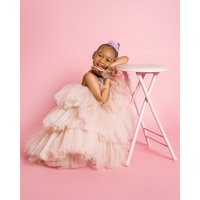 Puffy Blush Girl Tulle Dress Baby First Birthday Outfit Taupe Girl Photoshoot Toddler Party Fancy | Etsy (US)