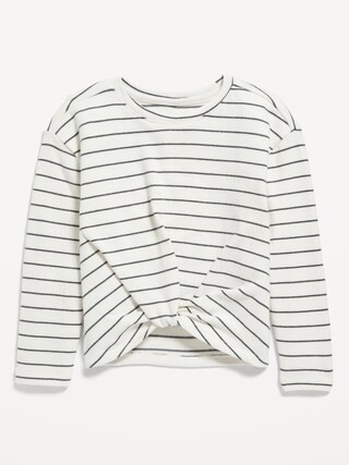 Long-Sleeve Striped Twist-Front Top for Girls | Old Navy (US)