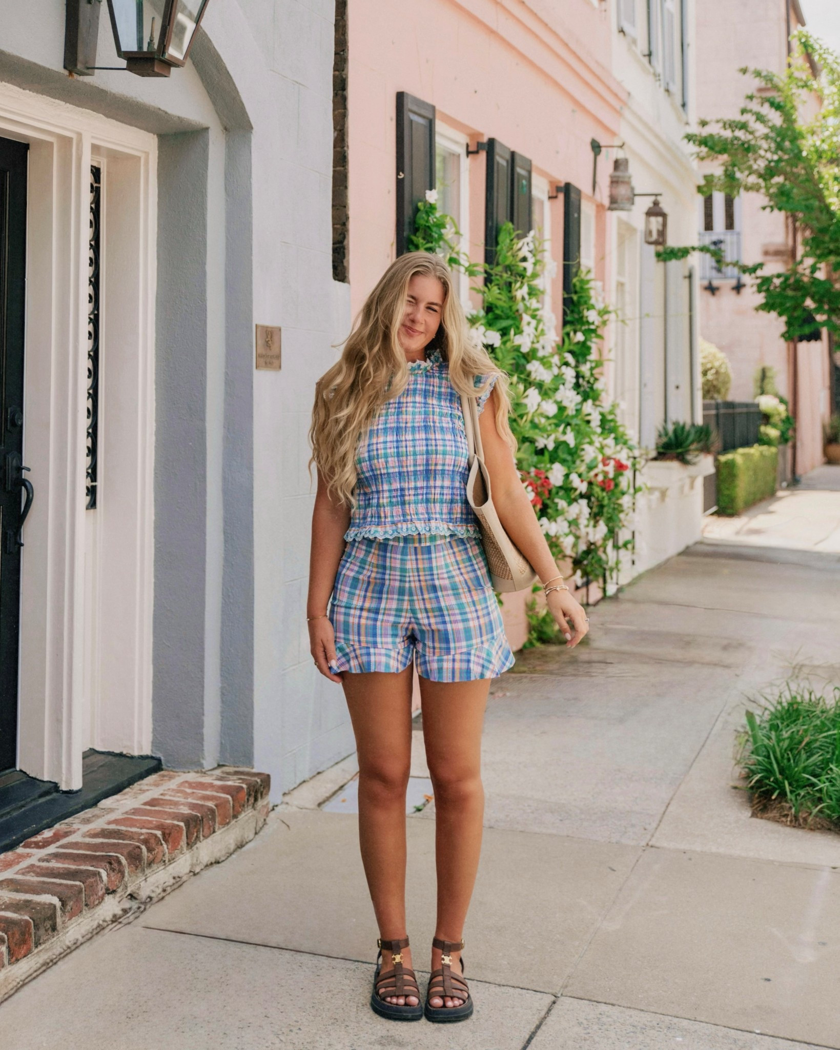 Summer outfit idea! I’d been eyeing this shirt, and when this colorway came out with matching shorts, I knew it would be perfect for Charleston! I got my normal size for both, but I’d recommend sizing down one size in the top (I got an 8 and wish I’d gotten a 6 so it was more fitted!)

#LTKSeasonal #LTKOver40 #LTKMidsize