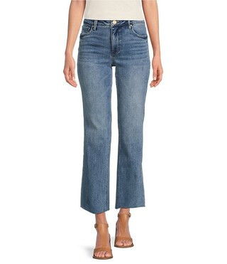 Kelsey High Rise Flare-Inset Leg Fab Ab Technology Stretch Denim Jeans | Dillard's
