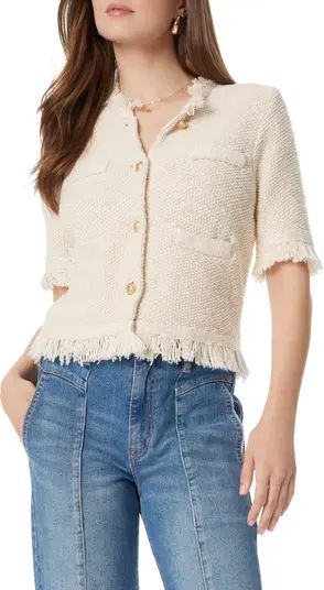 Fringe Detail Button Front Cotton Blend Sweater | Nordstrom