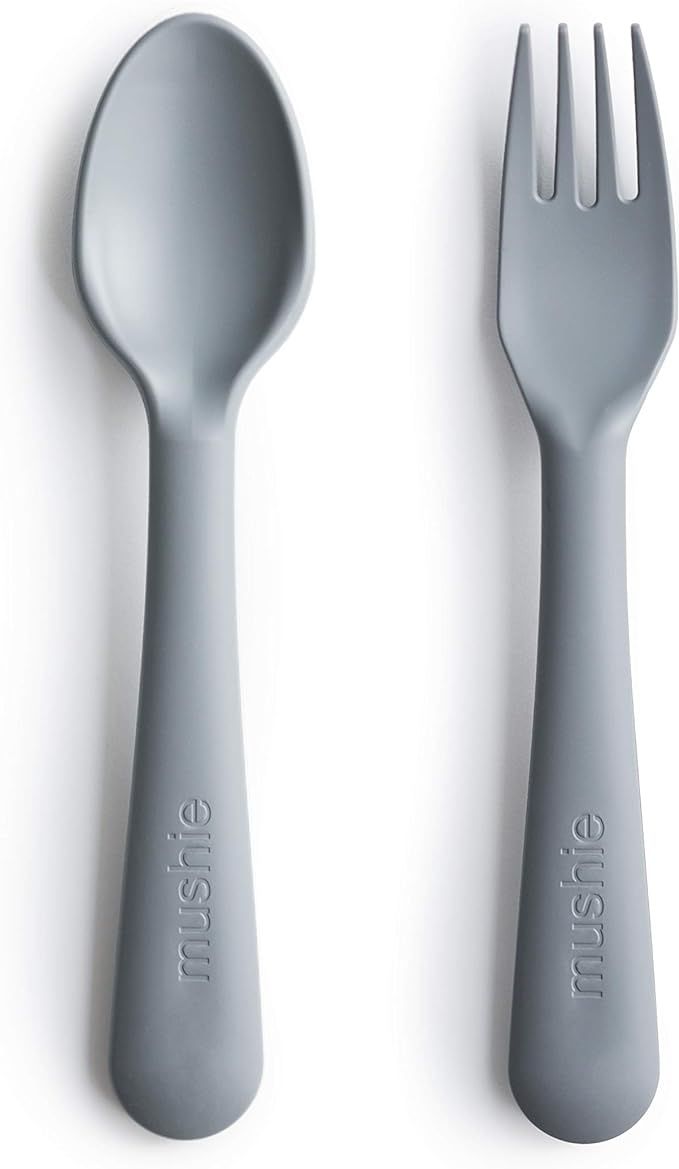 mushie Flatware Fork and Spoon Set for Kids | Made in Denmark (Cloud) | Amazon (US)