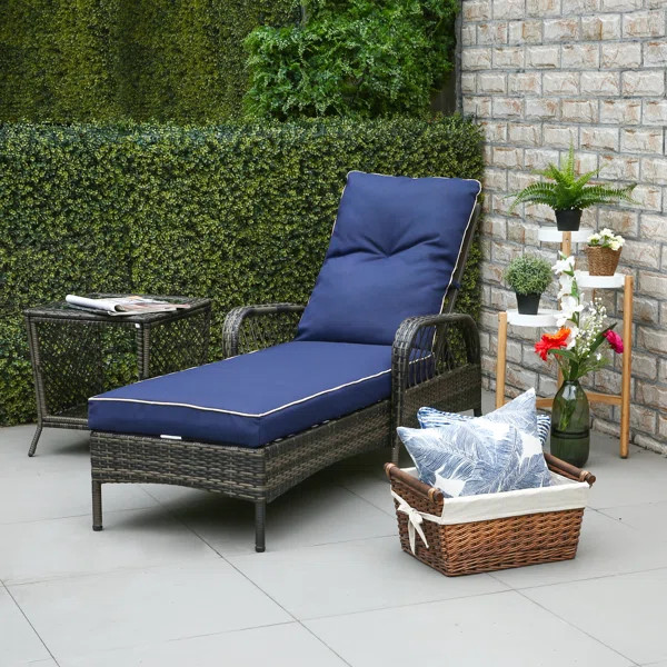 Danyell 66'' Long Reclining Single Chaise with Cushions | Wayfair North America