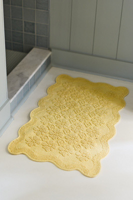 Benni Hand-Woven Floral Wavy Border Bathmat | Anthropologie (US)
