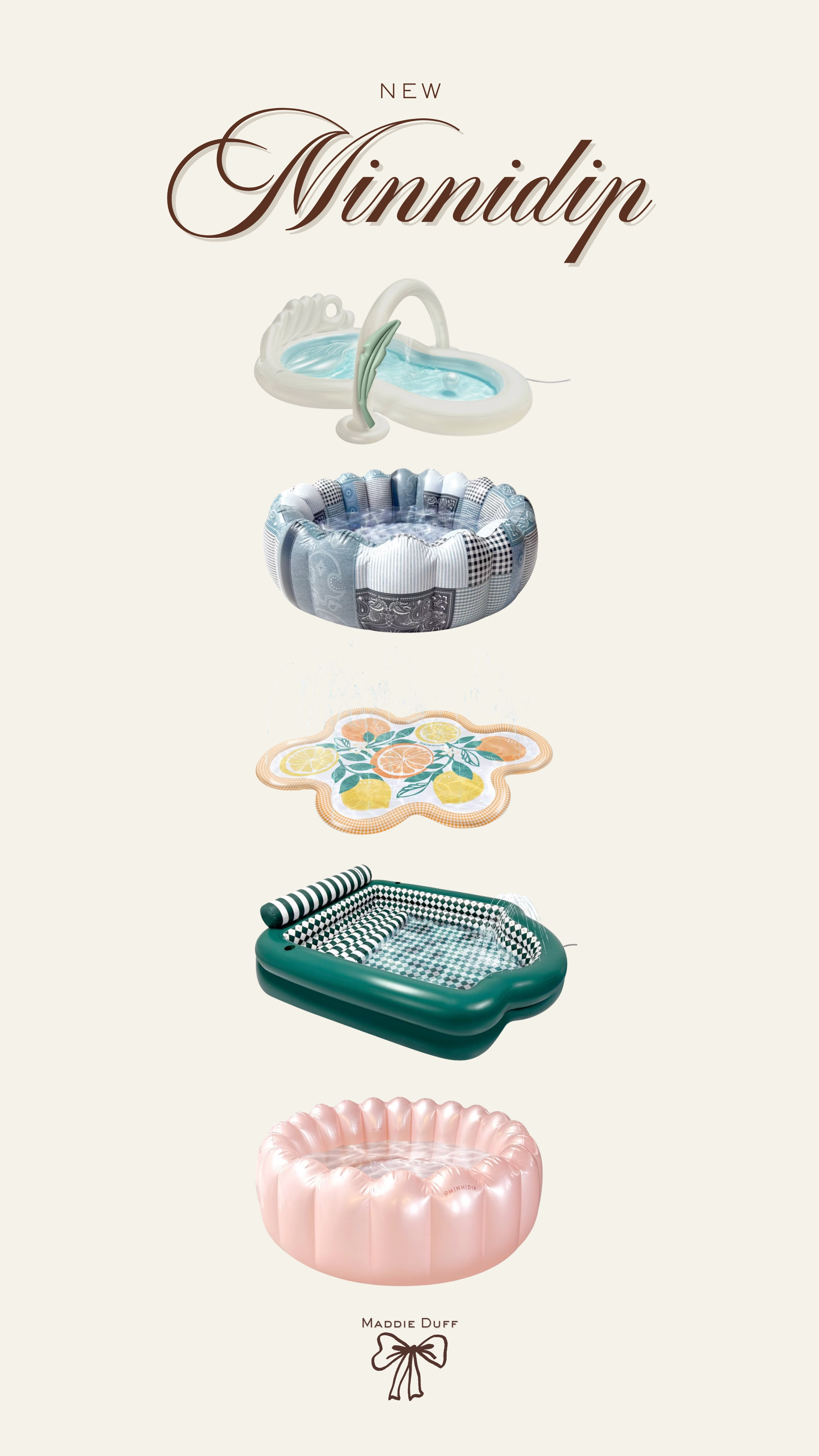 We always love minnidip every year and these new kiddie pools and splash pads are SO cute!

spring toddler play, splash pad for kids 

 #LTKKids