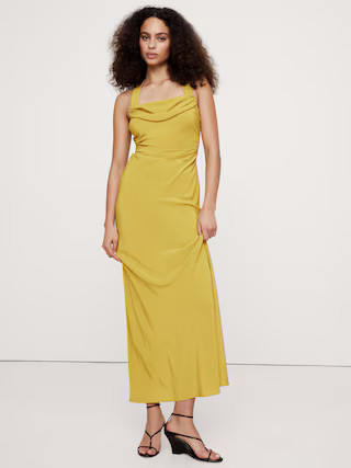 Matte Silk Cowl-Neck Backless Maxi Dress | Banana Republic (US)