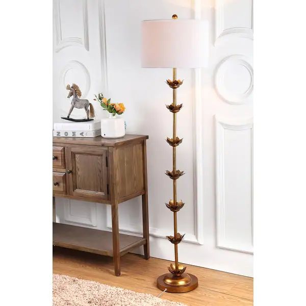 SAFAVIEH Lighting 64-inch Landen Gold Leaf LED Floor Lamp - 15" x 15" x 63.5" | Bed Bath & Beyond