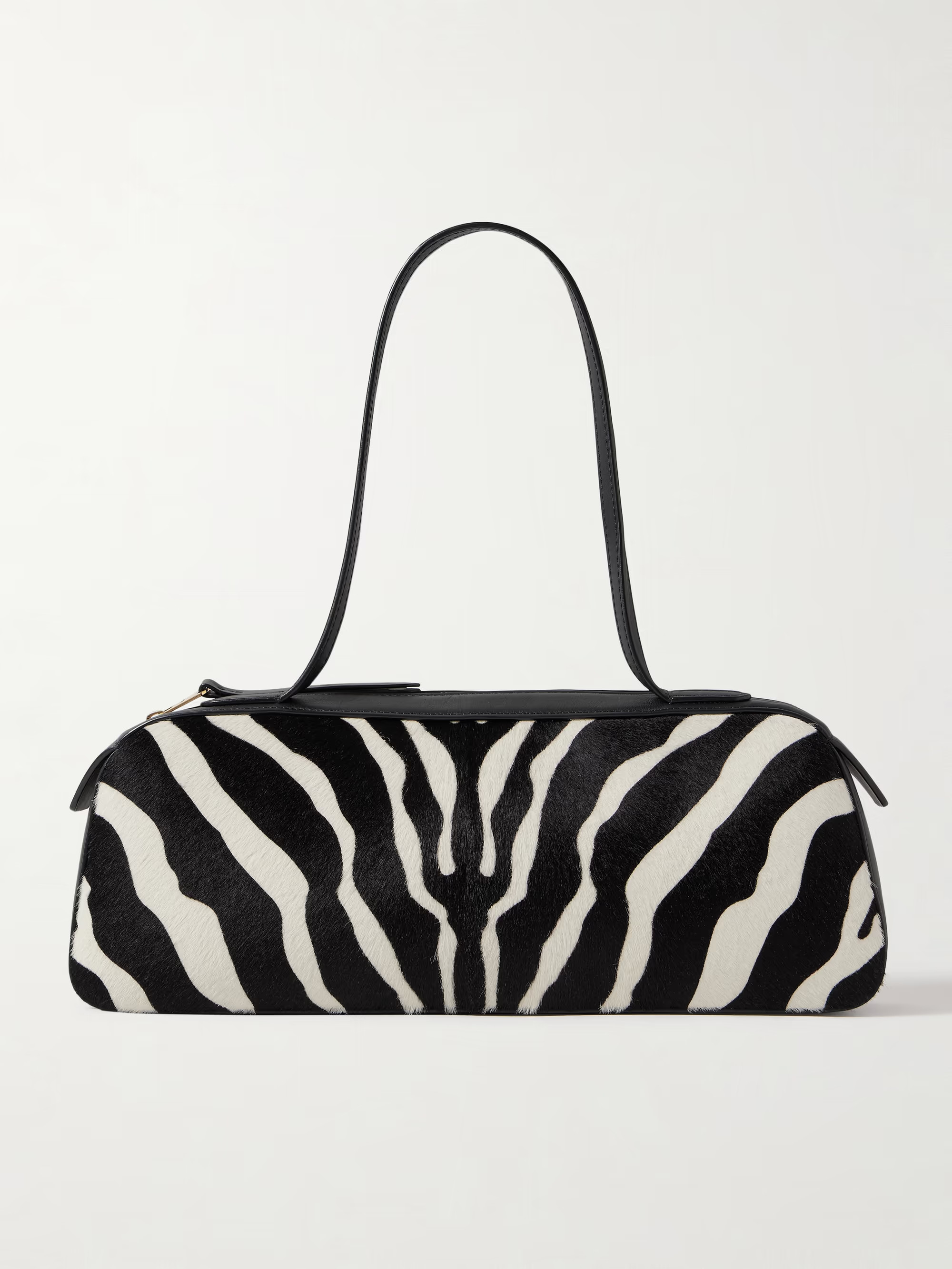 Simona leather-trimmed zebra-print calf hair shoulder bag - zebra print - One Size | NET-A-PORTER (US)