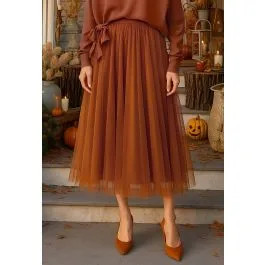 My Secret Garden Tulle Maxi Skirt in Pumpkin Halloween Costumes | Chicwish