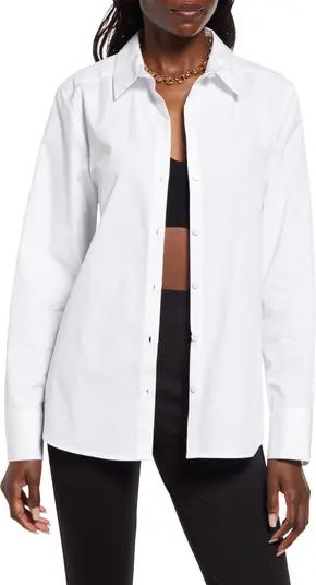 Open Edit Fitted Cotton Poplin Button-Up Shirt | Nordstrom | Nordstrom