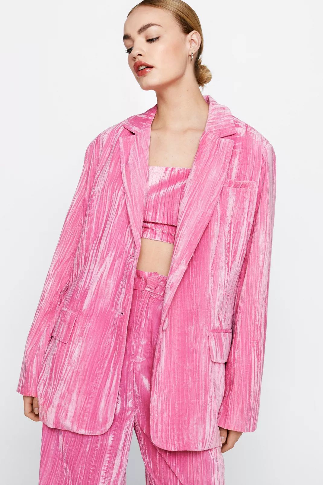 Crinkle Velvet Oversized Blazer | Nasty Gal (US)