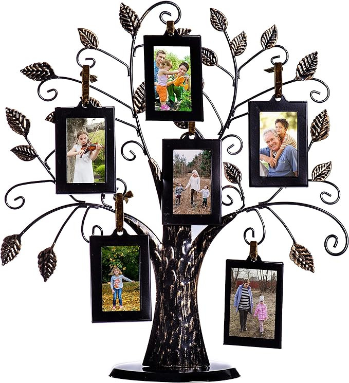 Klikel Family Tree Picture Frame Stand with 6 Hanging Photo Picture Frames - Medium Metal Tree 12... | Amazon (US)