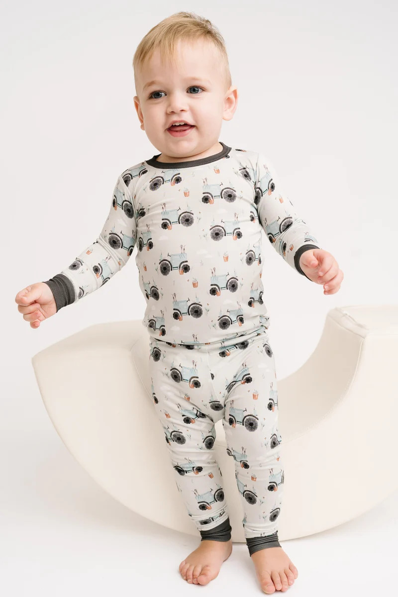 Blue Tractor Bamboo Set | Little One Shop Co