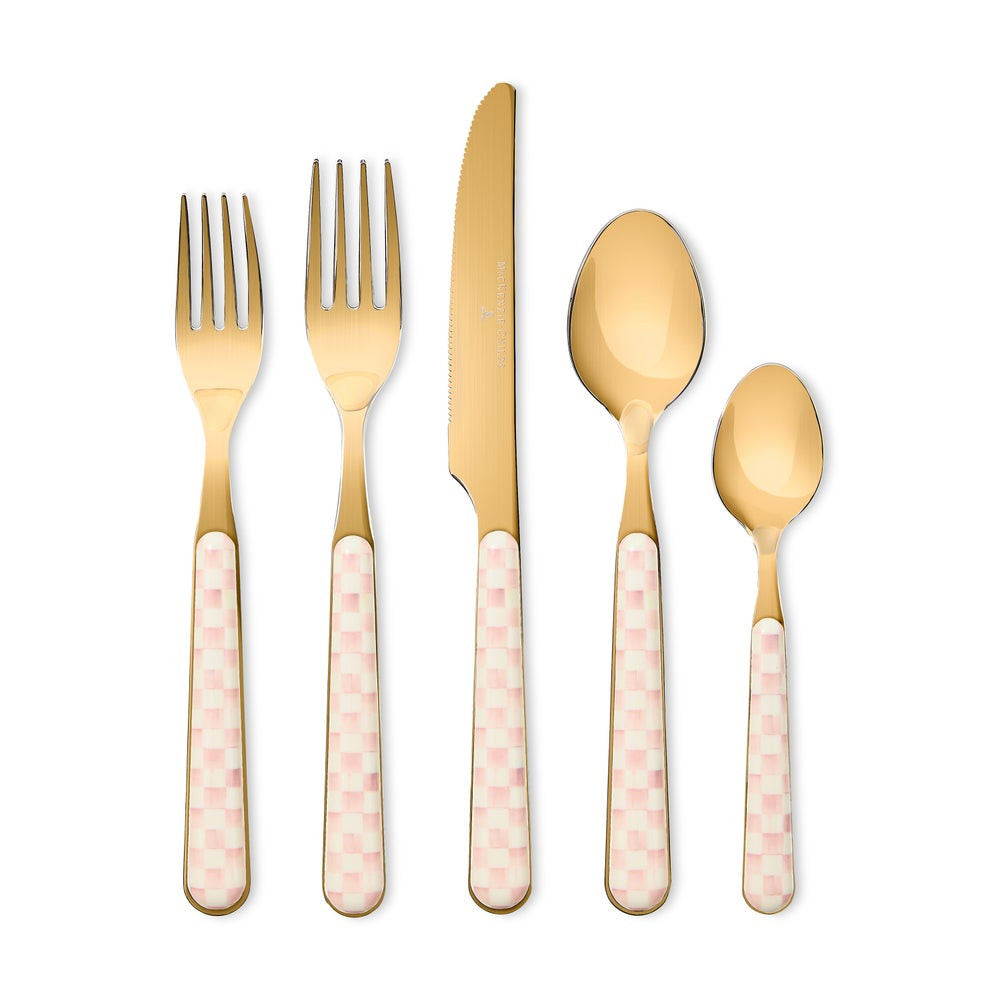 Rosy Check Bistro Flatware 5 Piece Place Setting | MacKenzie-Childs
