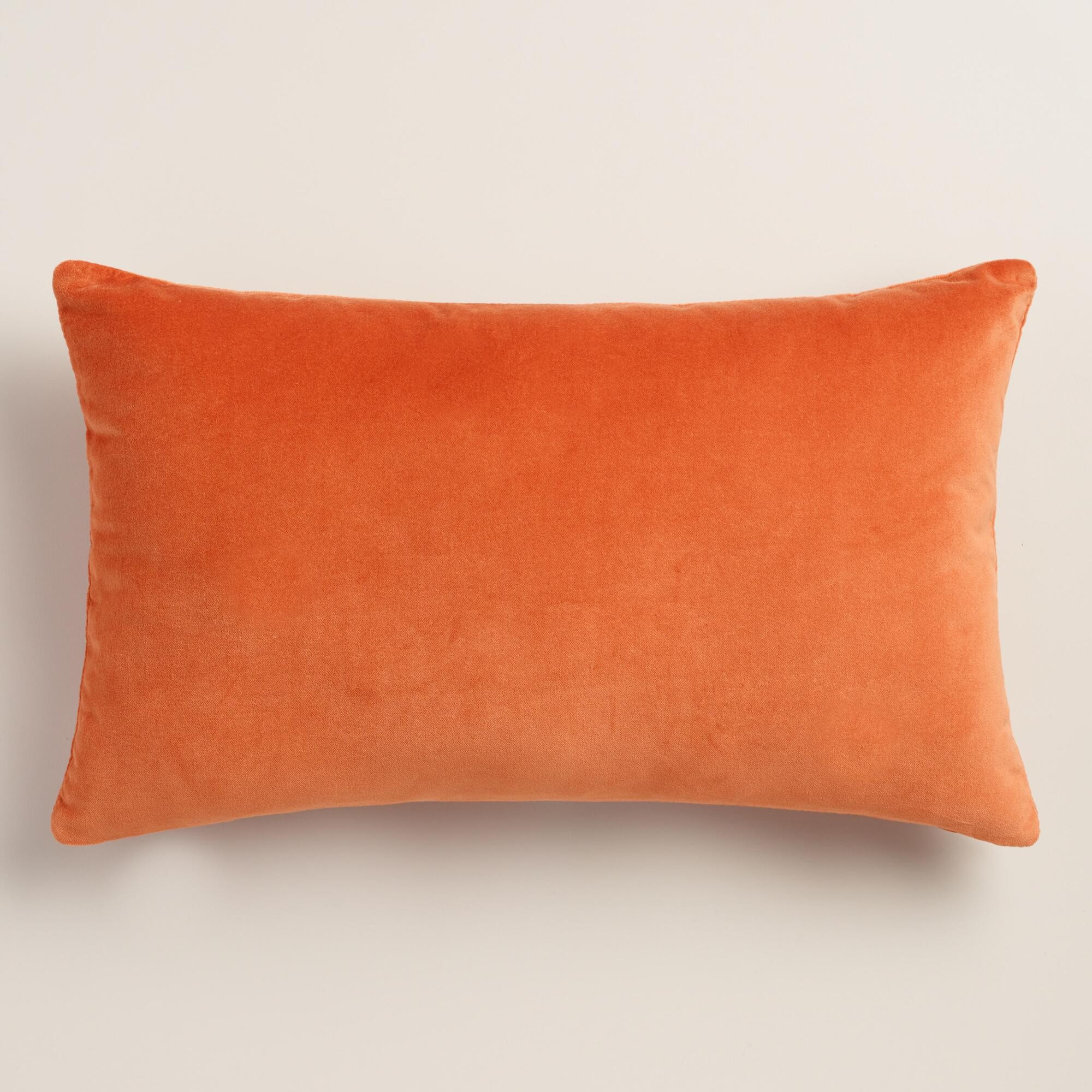 Orange Velvet Lumbar Pillow | World Market