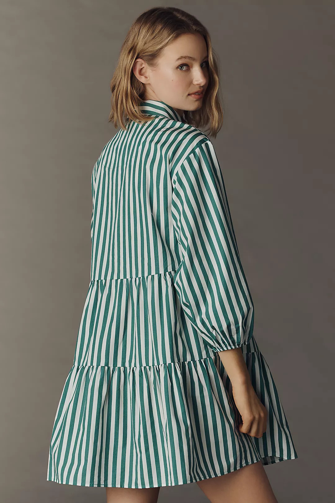 The Bettina Tiered Mini Shirt Dress by Maeve | Anthropologie (US)