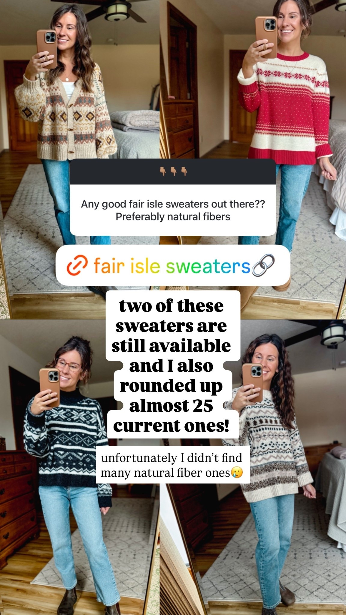 unfortunately I didn’t find many natural fiber ones🥲 two of these sweaters are still available and I also rounded up  more current ones!

#LTKHoliday #LTKSeasonal #LTKFindsUnder50