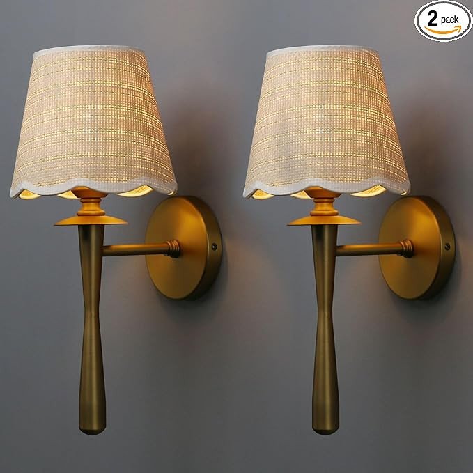 Yosoan Rattan Hand-Woven Wrapped Yellow Vine Lamp Shade Wall Sconces Set of 2, 100% Natural Mater... | Amazon (US)
