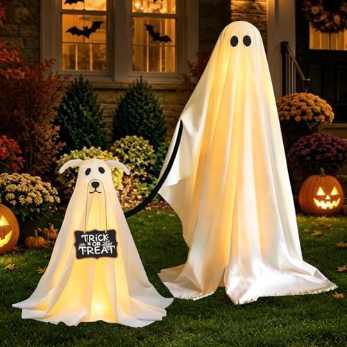 2 Pack Spooky Ghost Dog Halloween Decor Indoor for Party Decorations | Halloween Decorations Outd... | Amazon (US)