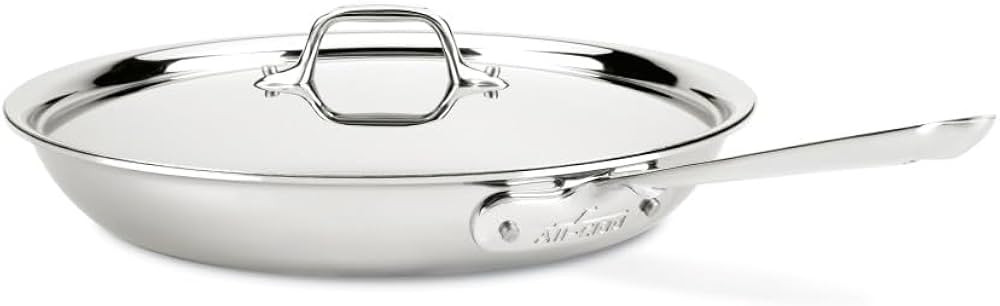 All-Clad D3 Stainless Steel Frying Pan with Lid, Tri-Ply Bonded, 12-Inch, Silver | Amazon (US)