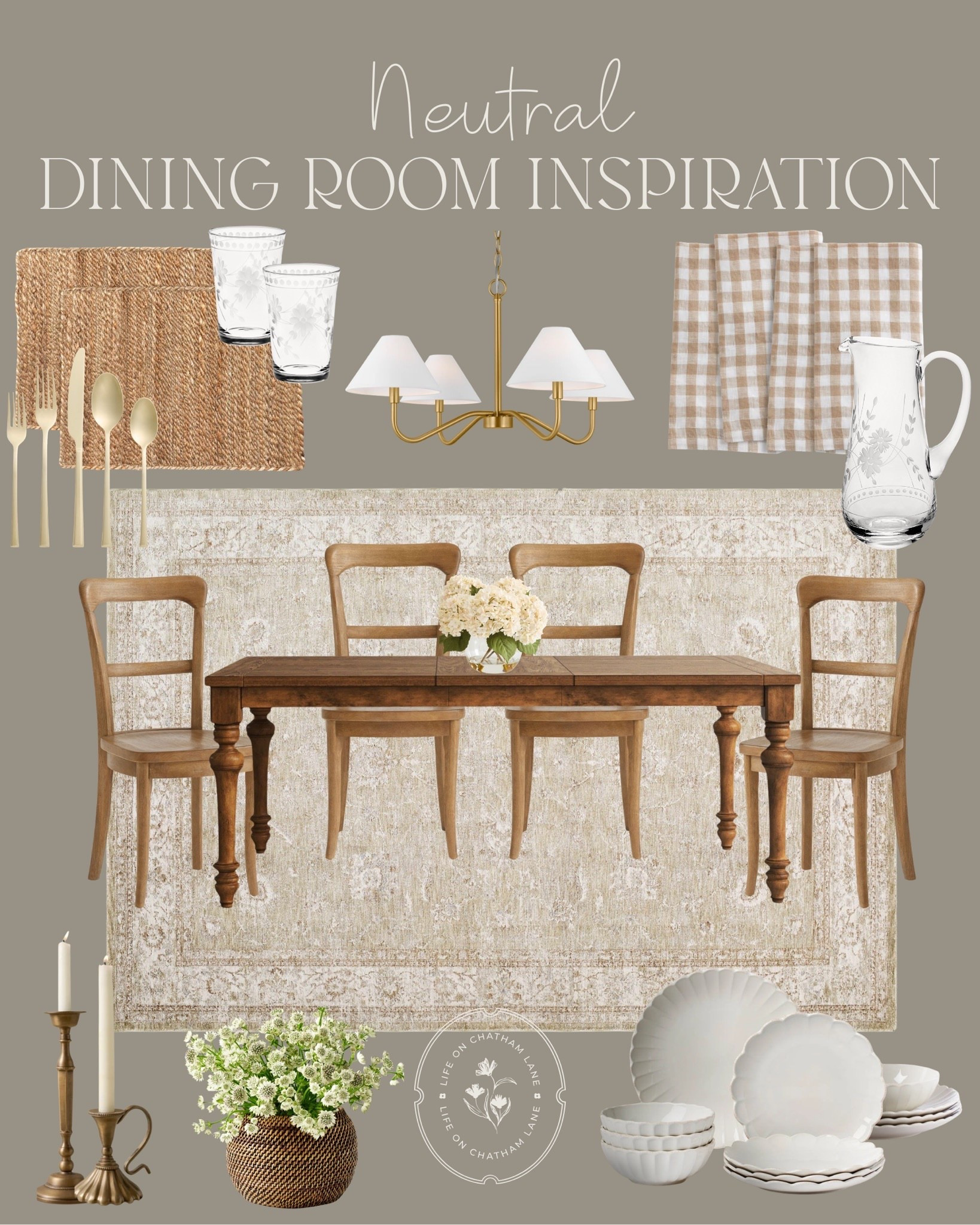Neutral dining room inspiration 🤍 This home moodboard is such a pretty refresh! I love the floral and gingham accents. 😍

#LTKSeasonal #LTKSaleAlert #LTKHome