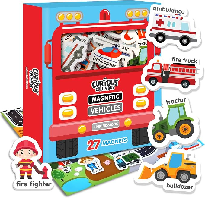 Curious Columbus Vehicles Fridge Magnets for Toddlers 1-3 Year Olds| Large Foam Refrigerator Magn... | Amazon (US)