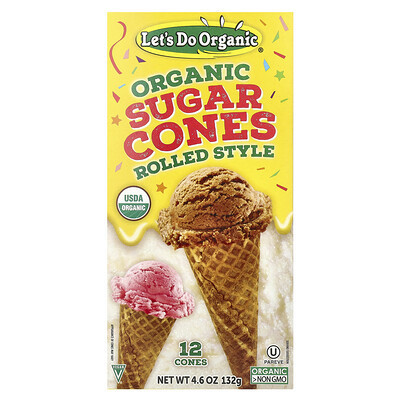 Let's Do Organic, Let's Do Organic®, Organic Sugar Cones, Rolled Style, 12 Cones, 4.6 oz (132 g) | iHerb