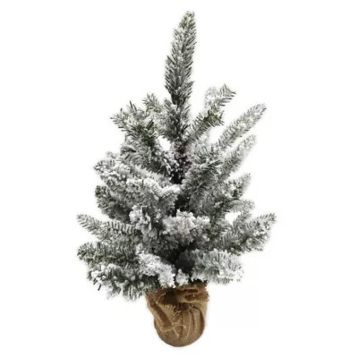 18-Inch Flocked Pine Tree in Burlap Base | Bed Bath & Beyond | Bed Bath & Beyond
