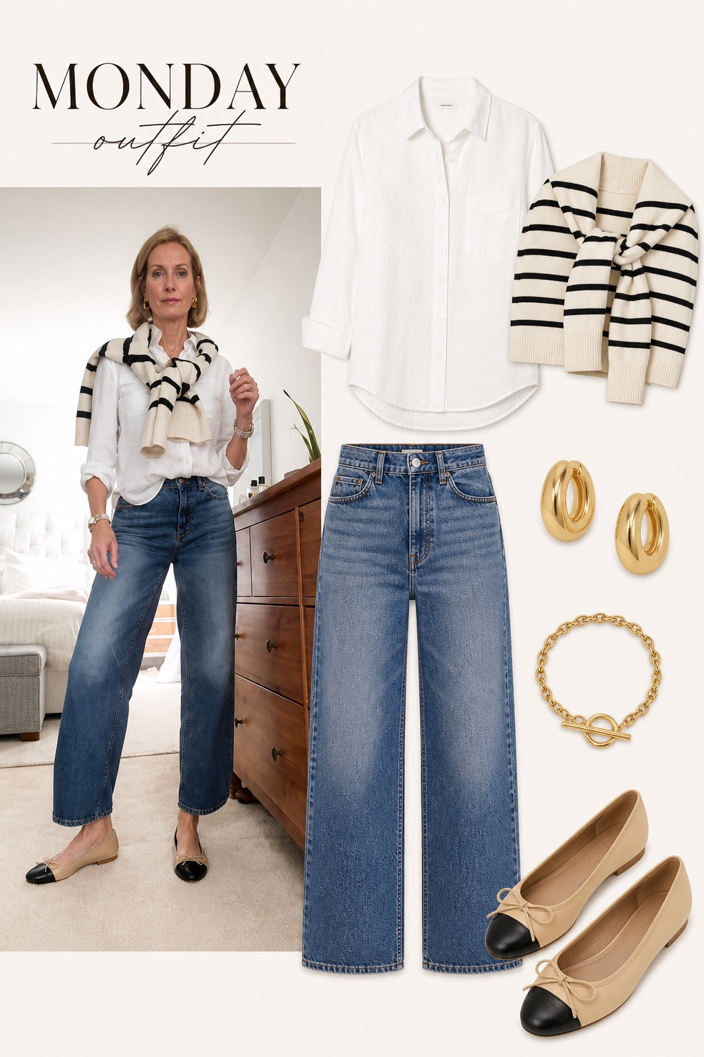 Classic pieces I’ll be wearing on repeat this summer. A crisp white button down, relaxed denim, ballet flats, and the striped sweater detail makes this look feel so effortless and polished. These are the kind of staples that never go out of style and can be mixed and matched so many ways. Everything is linked in the image.

#LTKootd #LTKSeasonal #LTKdayinmylife