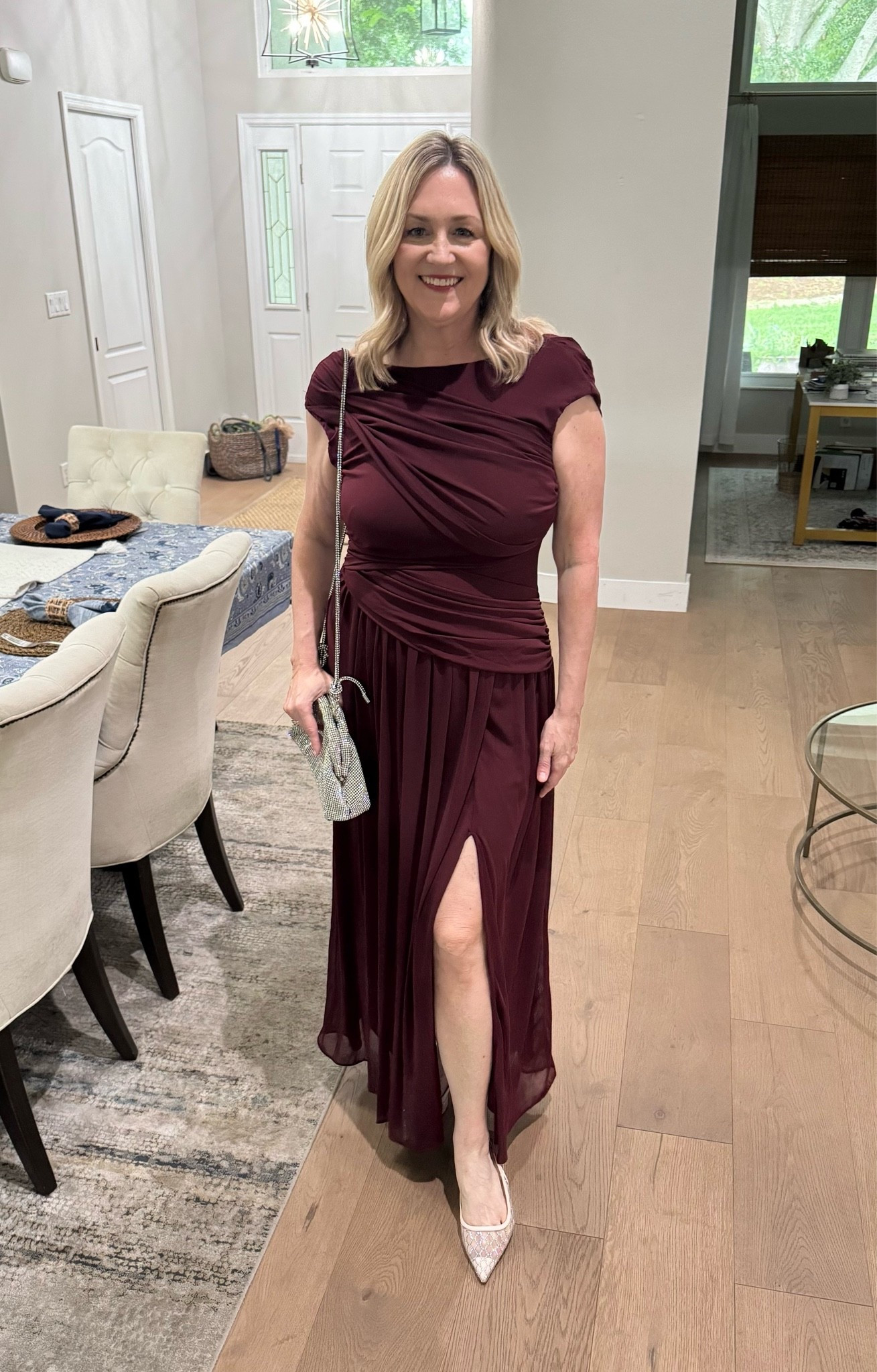 I wore this maxi dress to a gala last night and got tons of compliments.  It’s a beautiful burgundy color and sculpts and hold you in while still being super comfortable. Comes in multiple colors. ￼
￼

#LTKWedding #LTKdayinmylife #LTKSeasonal