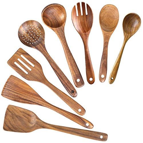 Wooden Spoons for Cooking,Nonstick Kitchen Utensil Set,Wooden Spoons Cooking Utensil Set Non Scratch | Amazon (US)