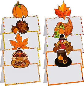 Amazon.com: 48 Pieces Thanksgiving Place Cards Thankful Greeting Cards Maple Leaf Pumpkin Turkey ... | Amazon (US)