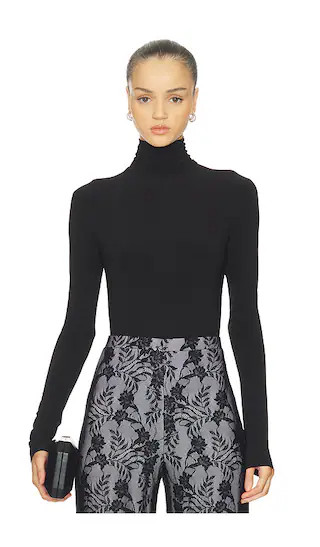 Long Sleeve Turtleneck Bodysuit in Black | Revolve Clothing (Global)