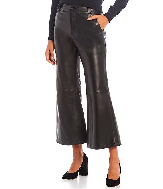 Morgan Leather Culotte High Rise Wide Leg Crop Pants | Dillards
