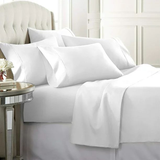 Luxury Home Super-Soft 1600 Series Double-Brushed 6 Pcs Bed Sheets Set (Queen, White) - Walmart.c... | Walmart (US)