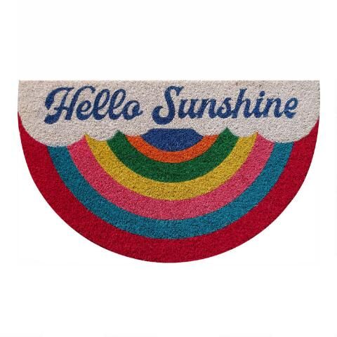 Multicolor Hello Sunshine Rainbow Coir Doormat | World Market