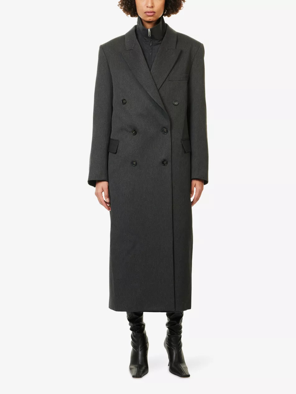 Jane Double-Breasted Woven Long Coat | Selfridges