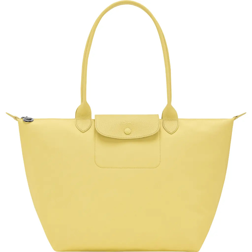 Longchamp Large Le Pliage One Nylon Shoulder Tote in Lime at Nordstrom | Nordstrom