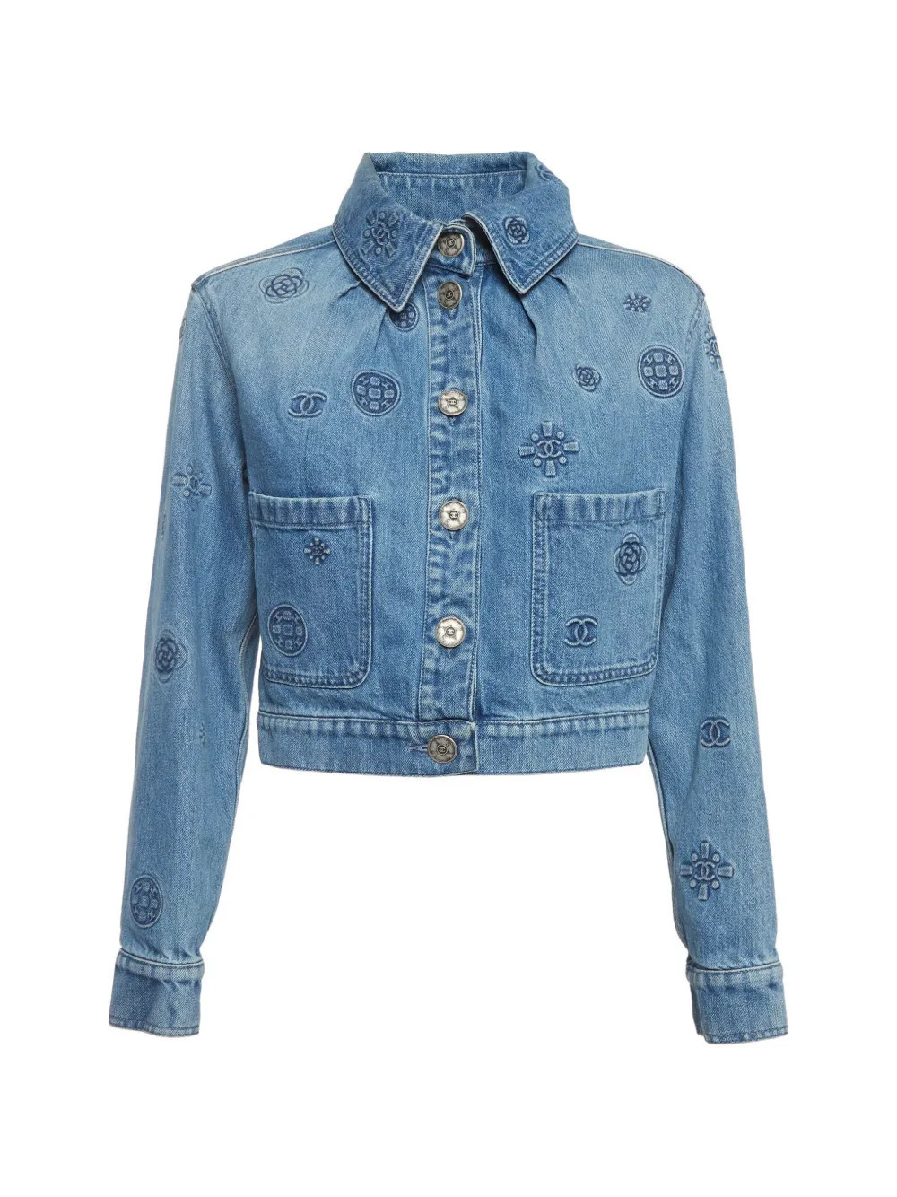 CHANEL Pre-Owned CC interlocking denim jacket - Blue | Farfetch Global