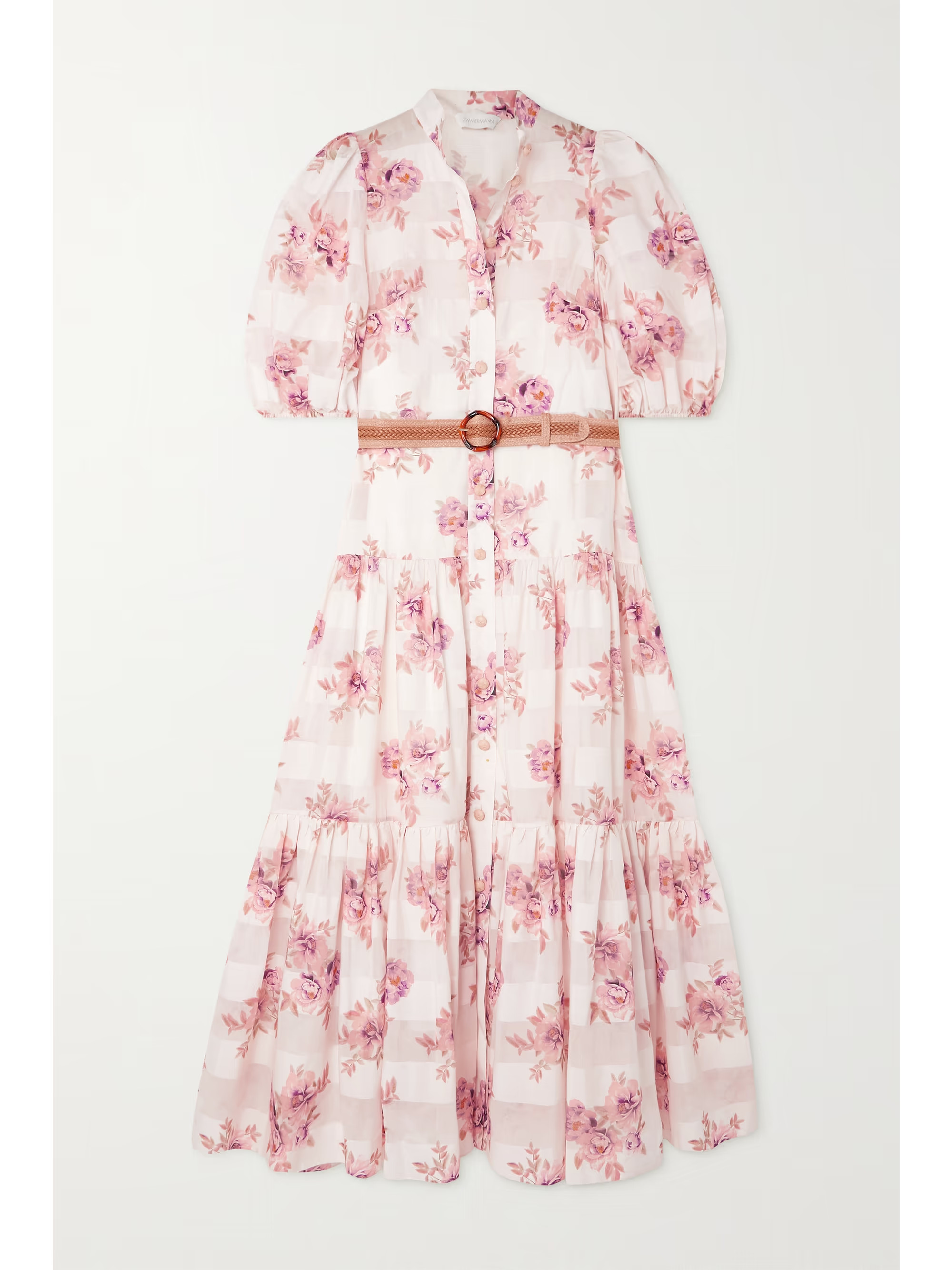Rosa belted floral-print cotton and silk-blend jacquard midi shirt dress | NET-A-PORTER (UK & EU)