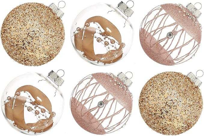 XmasExp Christmas Ball Ornament Set-100mm/3.94" Large Shatterproof Clear Glitter Pastic Christmas... | Amazon (US)
