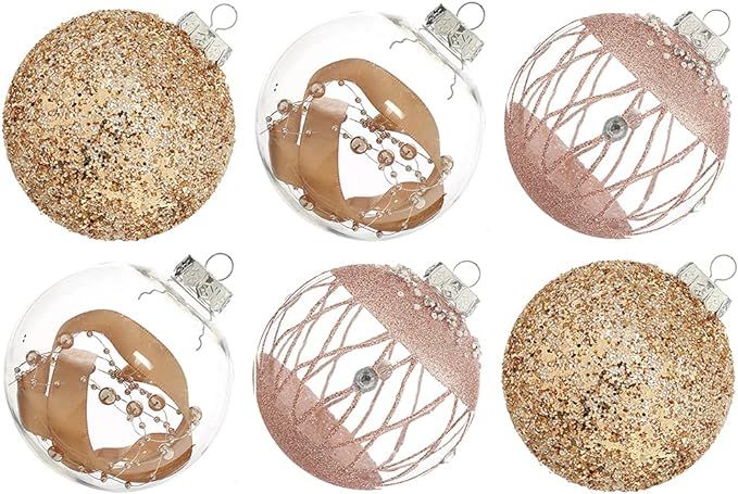 XmasExp Christmas Ball Ornament Set-100mm/3.94" Large Shatterproof Clear Glitter Pastic Christmas... | Amazon (US)