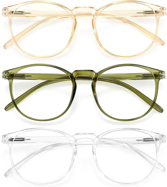 IBOANN 3 Pack Blue Light Blocking Glasses Women/Men, Round Fashion Retro Frame, Vintage Fake Eyeg... | Amazon (US)