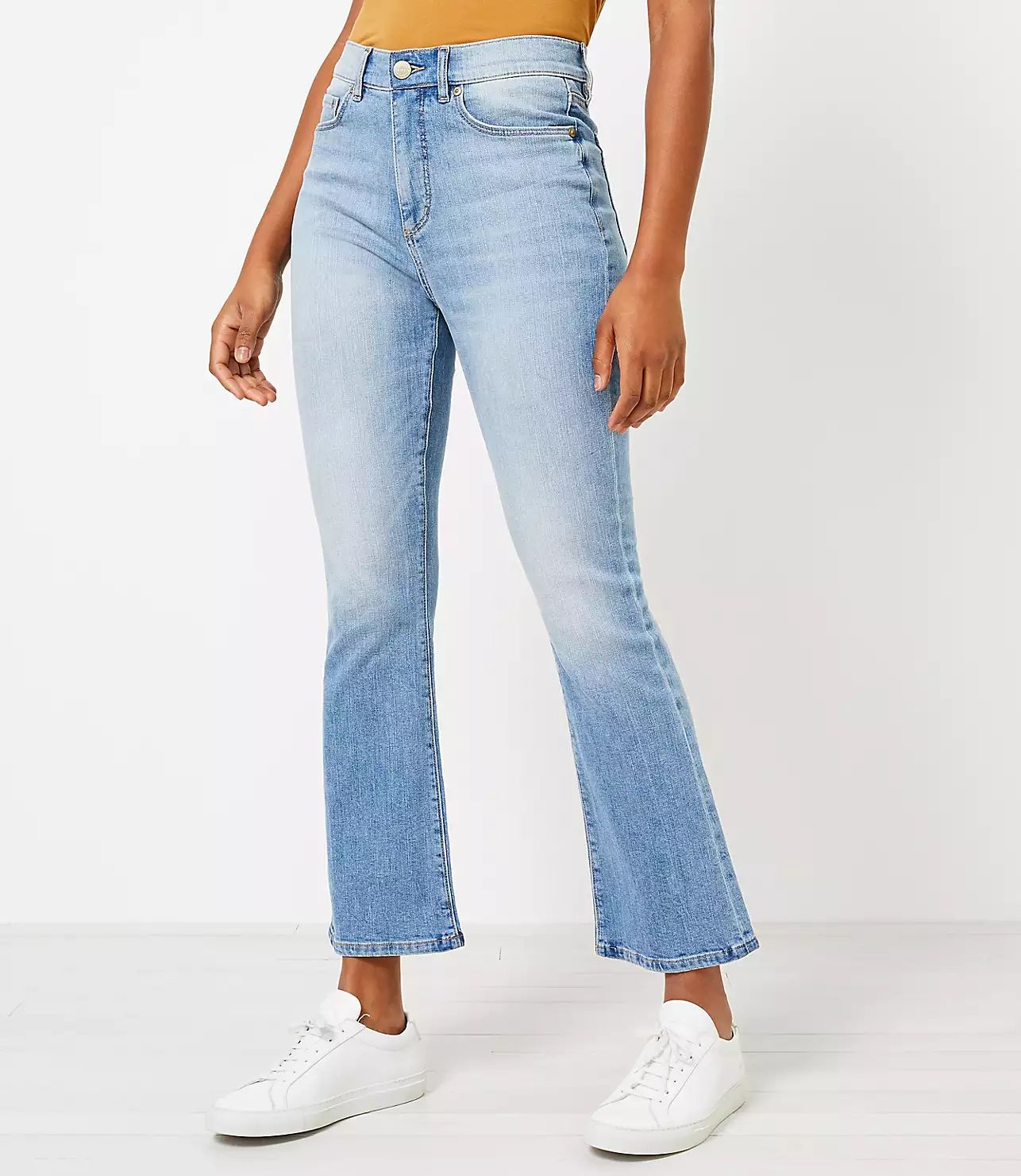 High Rise Kick Crop Jeans in Classic Indigo Wash | LOFT