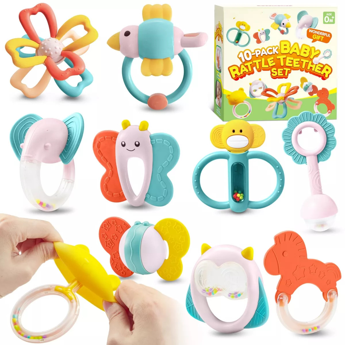 Joyfy 10 Pack Baby Teething Toys for 0-6 6-12 Months, Rattles Teethers Toys for Infant Baby 0-3, ... | Target
