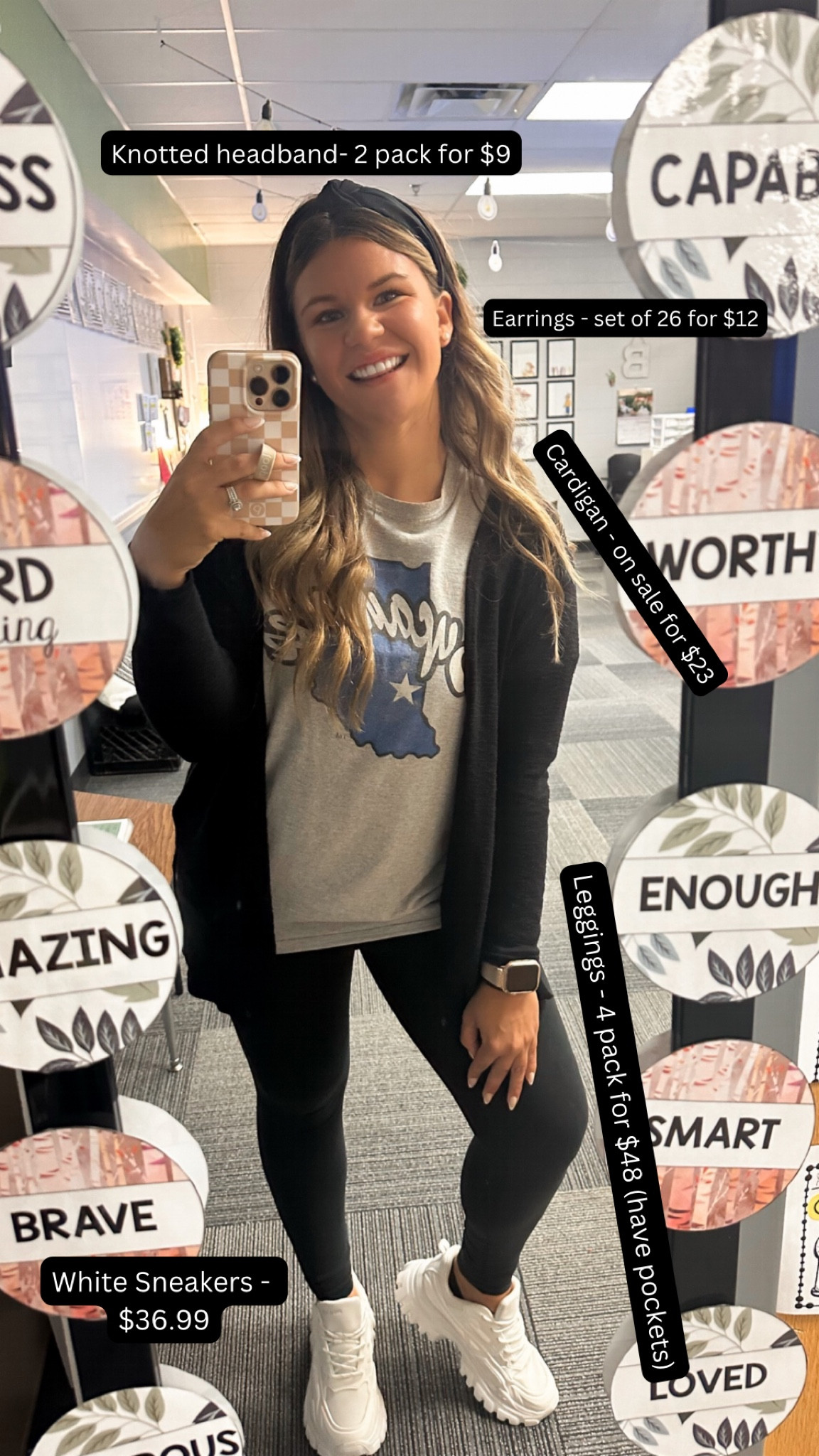 It’s College Go! Week & today was college tshirt day. Had to add a little of my style to it with some of my favorite basics!

4 pack of leggings for $48
Cardigan for $23
Knotted headband pack of 2 for $9.99. 
White sneakers for $36  

#LTKstyletip #LTKshoecrush #LTKfindsunder50